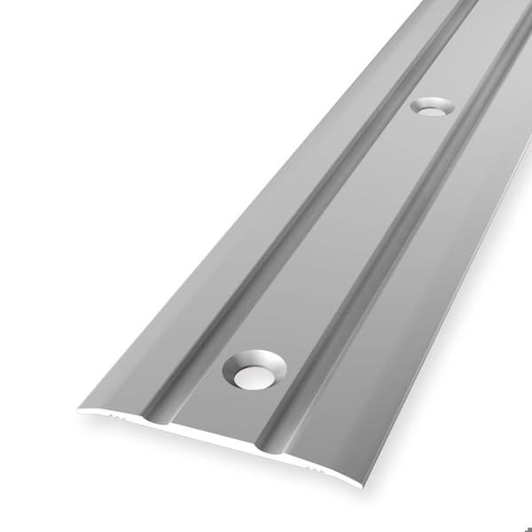 Övergångslist 2,5 x 38 x 2700 mm Övergångsprofil Anodiserad aluminium Ribbad Genomborrad i mitten Silver Küberit