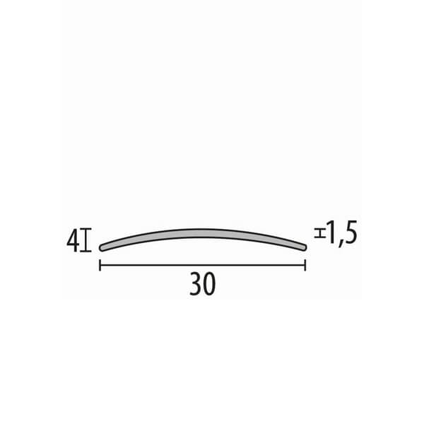 Uppställningsskena 4 x 30 x 2700 mm Anodiserad aluminiumövergångsprofil Slät Självhäftande sand Küberit