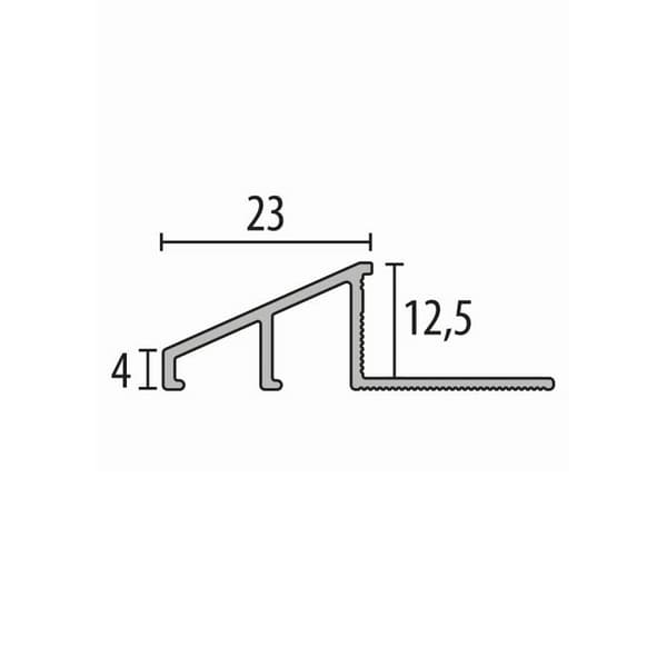 Rampprofil Anpassningsprofil 12.5 x 23 x 2500 mm Ramhöjd 12.5 mm Kompensationsprofil Aluminium Profil...