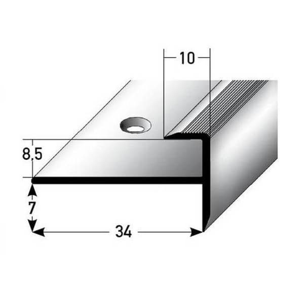 PROVISTON Profil för insättning i anodiserat aluminium g 10mm H 8,5 mm L 1000 mm Förborrad