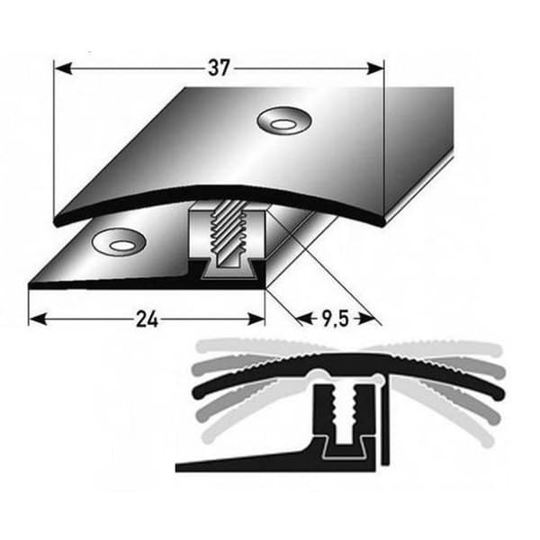 Profil av övergångsprofil laminerad H 7 x 17 mm l 37 mm 3 delar rostfritt stål borrat Flex-2700