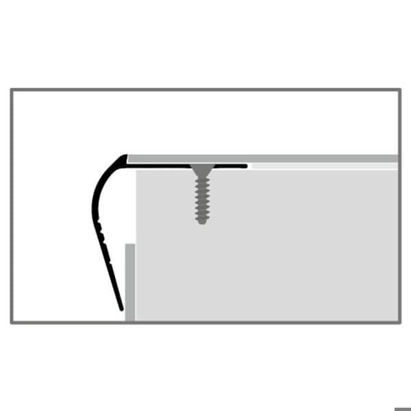 Nez av trappa 48 x 48 x 2500 mm Alu hörnprofil med borrade frästa skillnader s Küberit Alu polerad