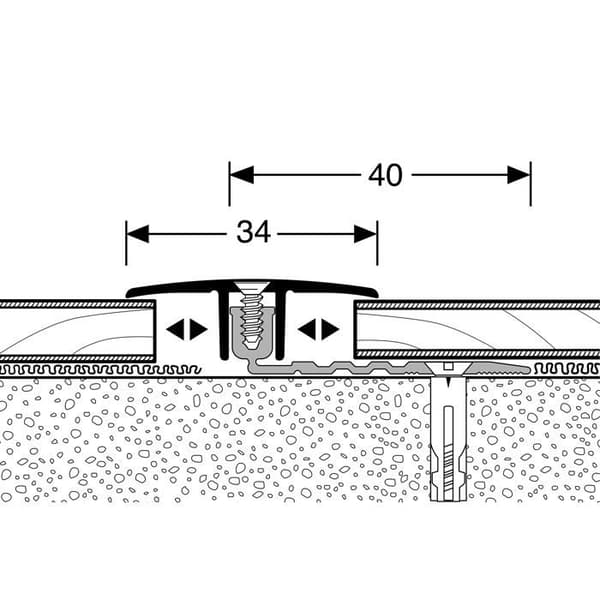 PROVISTON Inläggsprofil Övergångsprofil l 34 mm Kompensation av H 6.5 - 16 mm L 2700 mm Aluminiumprofil Sand
