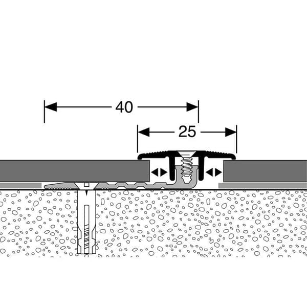 PROVISTON Kompensationsprofil PVC-profil l 25 mm Kompensation av H 4 - 9.5 mm L 900 mm Aluminiumsprofil Sand