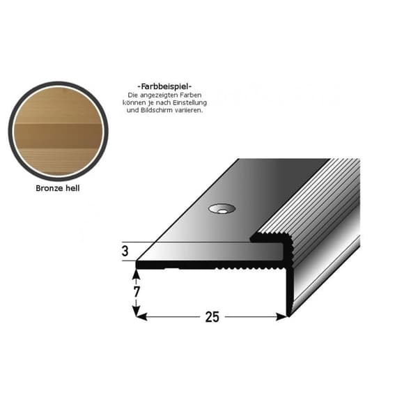 Infällningsprofil med näsa för designbeklädnader H för ram 3 mm anodiserad aluminium hålad ljusbrons-900