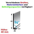Miniatyrbild 1 av 6: Plintsockel TYP 40 i rostfritt stål H 40 mm l 10 mm Materialtjocklek 1,0 mm Fästtyp utan hål Vinkel 94