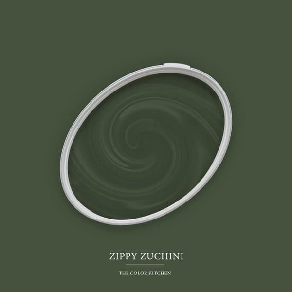 Grön matt väggfärg The Color Kitchen Zippy Zuchini Dispersion exklusiv för inomhusbruk Hög täckförmåga 2,5 liter