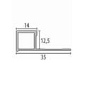 Miniatyrbild 2 av 5: Profilrör fyrkantigt 12,5 x 35 mm H inramning 12,5 mm Avslutningsprofil Stämplad Küberit L 2500 mm Polerat rostfritt stål