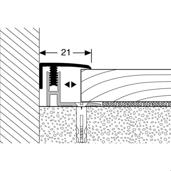 PROVISTON Infällningsprofil Kompensering av parkett l 21 mm Kompensering av H 12 - 17 mm L 900 mm Aluminiumprofil Sand
