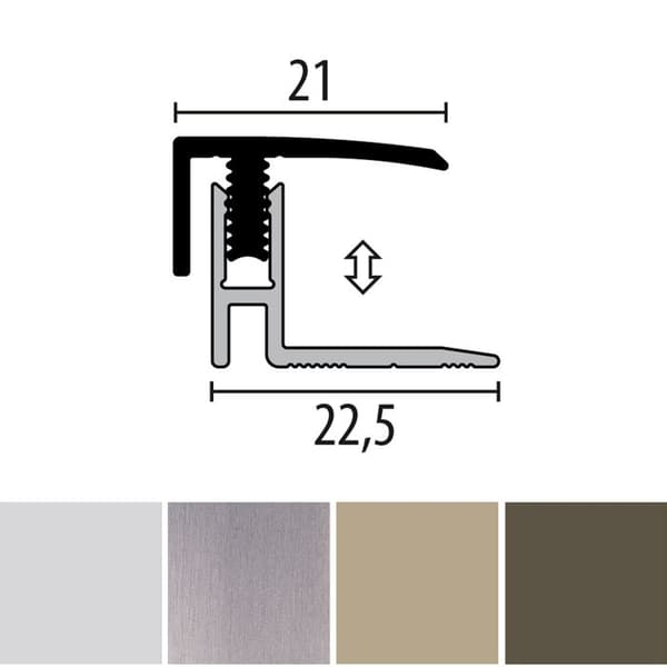 PROVISTON Infällningsprofil Kompensering av parkett l 21 mm Kompensering av H 12 - 17 mm L 900 mm Aluminiumprofil Sand