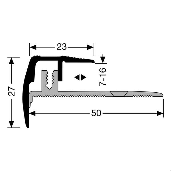 PROVISTON Profil för trappnos Profil i metall l 23 mm Kompensation av H 7 - 16 mm L 1000 mm Profil i aluminium Brons...