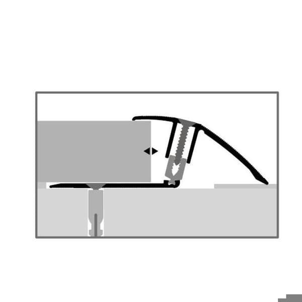 Flexibel justeringsprofil Parkett l 51 mm Höjdskillnad 7 - 23 mm Silver L 1000 mm fint slipad