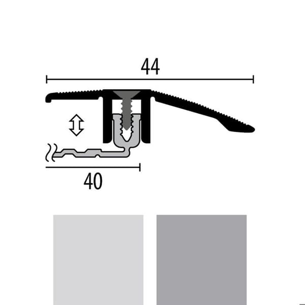 PROVISTON Avslutningsprofil Övergångsprofil l 44 mm Kompensation av H 6.5 - 16 mm L 1000 mm Profil i aluminium Silver