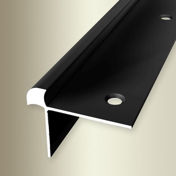 Nez de marche 33 x 43 x 2500 mm Aluminiumhörnprofil Slät Infälld Genomborrad Küberit Svart