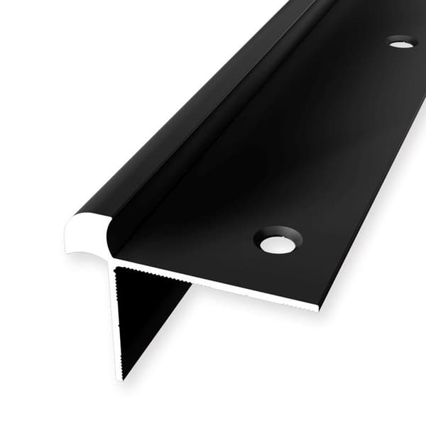 Nez de marche 33 x 43 x 2500 mm Aluminiumhörnprofil Slät Infälld Genomborrad Küberit Svart