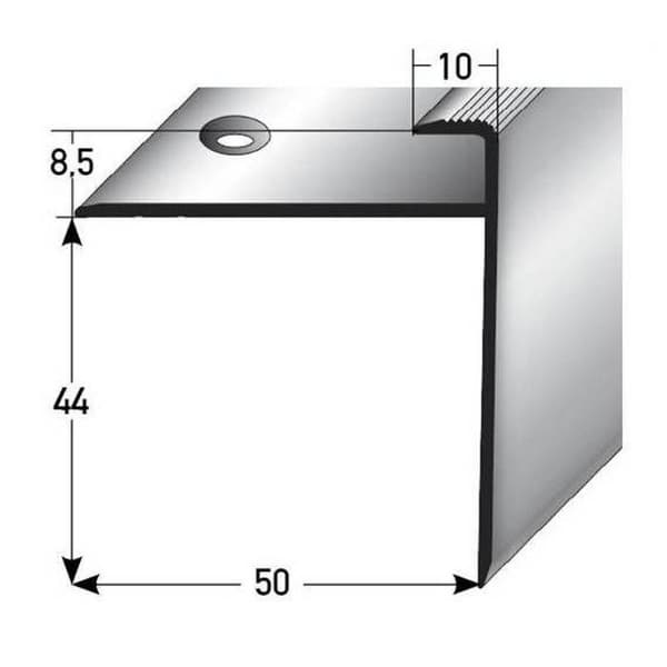 PROVISTON Profilsinsats Aluminium anodiserad Silver l 10 mm H 8.5 mm L 2700 mm Borrad