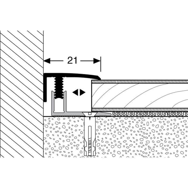 PROVISTON Anpassningsprofil Laminatfinish l 21 mm Kompensation av H 7 - 12 mm L 900 mm Aluminiumprofil Utseende in...