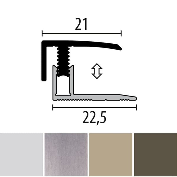 PROVISTON Anpassningsprofil Laminatfinish l 21 mm Kompensation av H 7 - 12 mm L 900 mm Aluminiumprofil Utseende in...