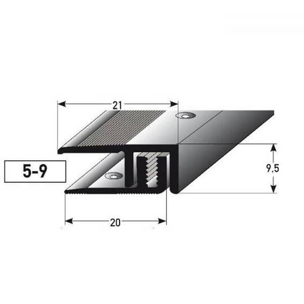 Avslutningsprofil dekorlist av laminat H 5 - 9 mm l 21 mm i 2 delar anodiserad aluminium med hål ljusbrons-900