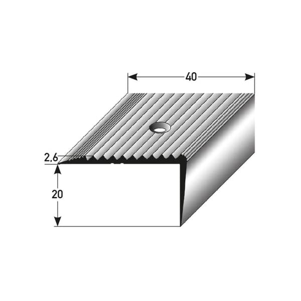 Nez på steg 20 x 40 x 2000 mm anodiserad aluminium special svart luminescent
