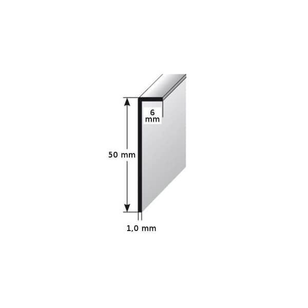 PROVISTON Klädd plint att limma H 50 mm l 6 mm L 2500 mm anodiserad aluminium silver att skruva fast