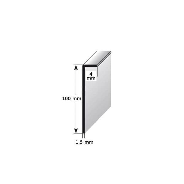 PROVISTON självhäftande plint H 100 mm l 4 mm L 2500 mm anodiserad silver aluminium