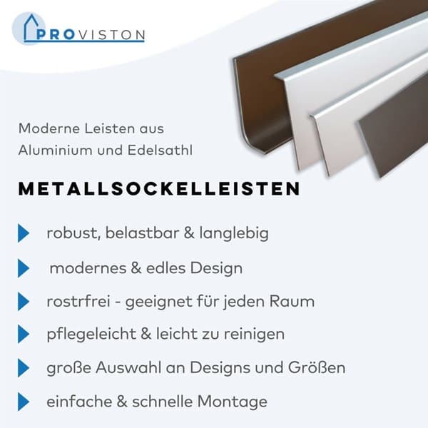 PROVISTON självhäftande plint H 100 mm l 4 mm L 2500 mm anodiserad silver aluminium