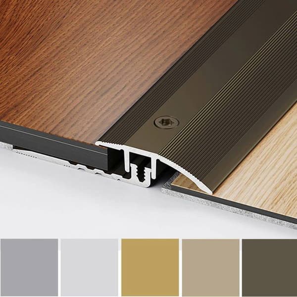 PROVISTON Övergångsprofil Kompensationsvinyl l 33 mm Kompensation i H 4 - 9.5 mm L 900 mm Aluminiumprofil Brons