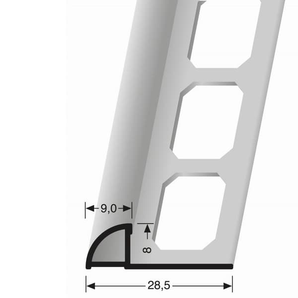 Fyrkantig klinker vinkel kvart-cirkulär 8 x 28.5 mm Tjocklek 8 mm stämplad sluten 2500 mm Brilliant
