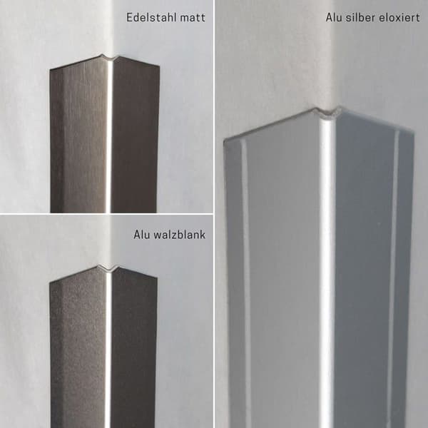 PROVISTON Vinkel skyddsprofil Rostfritt stål Inox utseende 2 x 40 x 40 x 1000 mm Självhäftande Vinkel skyddsprofil