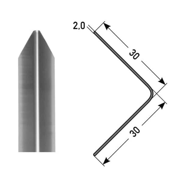 PROVISTON Vinkel skyddsprofil Rostfritt stål Inox utseende 2 x 40 x 40 x 1000 mm Självhäftande Vinkel skyddsprofil