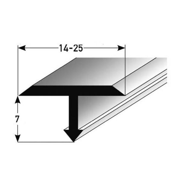 PROVISTON T-profil 7 x 14 x 2500mm anodiserad aluminium ljusbrons