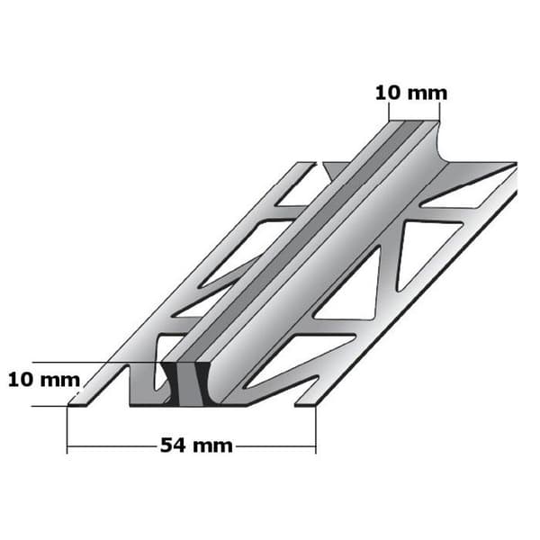 Profil för dilatationsfogar med silikoninsats H 2 - 25 mm l 54 mm i rostfritt stål-6 mm