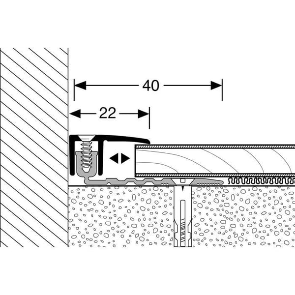 PROVISTON Kompensationsprofil Profil för parkett l 22 mm Kompensation av H 6.5 - 16 mm L 1000 mm Profil i aluminium Argen...