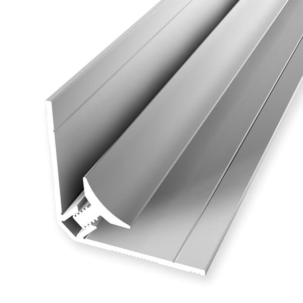 Väggprofil 30 x 30 x 2600 mm H ramkant 3 - 5 mm Inre hörn klickmonterat i aluminium Slät Küberit Silver