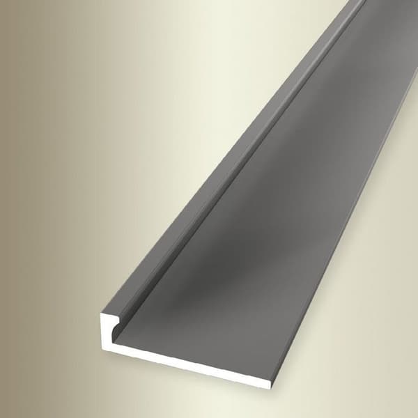 PROVISTON Avslutningsprofil l 21 mm H 2 mm L 2500 mm Anodiserad aluminium Profil utan stansning Silverfärgad Ogenomborrad