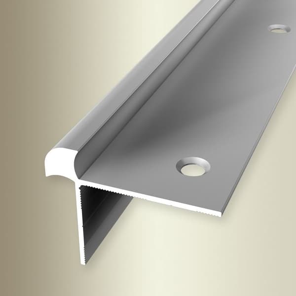 Trappprofil 33 x 43 x 2500 mm vinkelför profil av slät, fräst och borrad aluminium Küberit