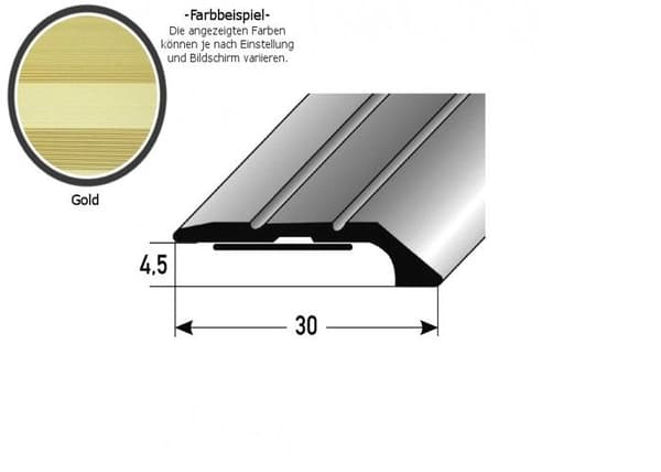 Avslutningsprofil tjocklek 4,5 mm anodiserad aluminium att skruva fast