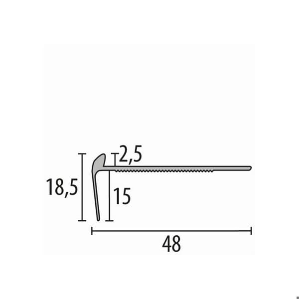 PROVISTON Profil nedre gång yta l 48 mm H 2,5 mm Aluminium Borad hög kvalitet