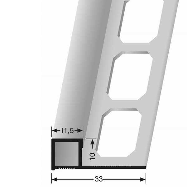 Kantprofil 10 x 33 mm H kant 10 mm profilerad stängd perforerad Küberit