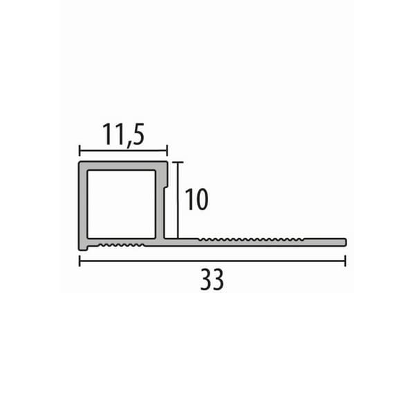 Kantprofil 10 x 33 mm H kant 10 mm profilerad stängd perforerad Küberit