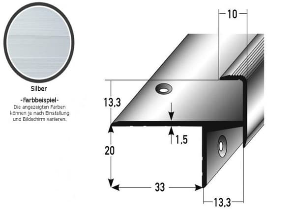 Tröskel för laminatgolv eller parkett vinkelprofil golvtjocklek 13,3 mm anodiserad aluminium