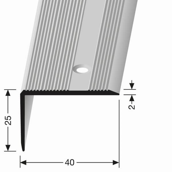 PROVISTON Hörnlist l 40 mm H 0 - 22 mm Aluminium Spårad Genombruten Innanför Rostfritt stål L 2500 mm