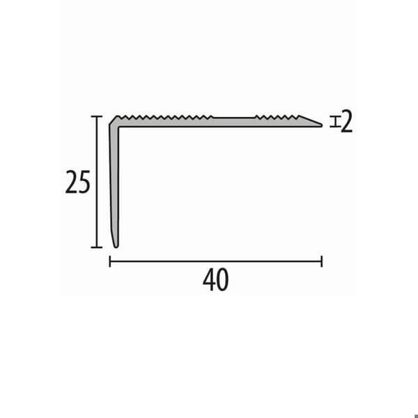 PROVISTON Hörnlist l 40 mm H 0 - 22 mm Aluminium Spårad Genombruten Innanför Rostfritt stål L 2500 mm