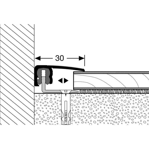 PROVISTON Avslutningsprofil Parkettkompensation l 30 mm H 7 - 18 mm L 900 mm Aluminiumprofil Silver
