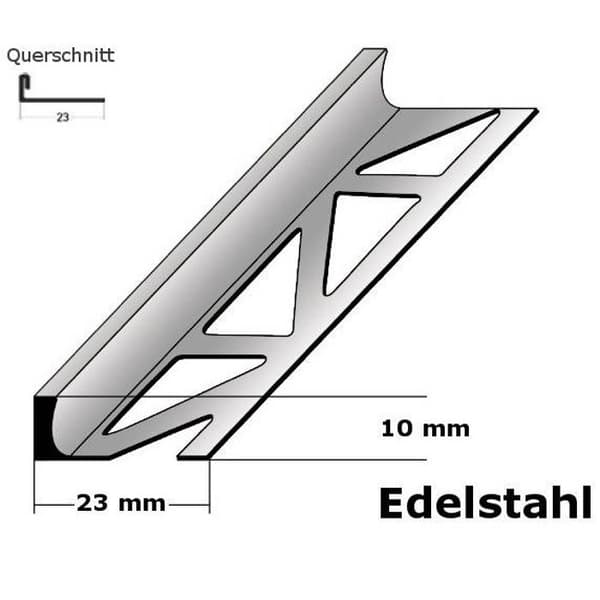 Profil för slutbehandling av kakel, separationsräls för kakelfinish H 2 - 30 mm l 23 mm i rostfritt stål - 10 mm