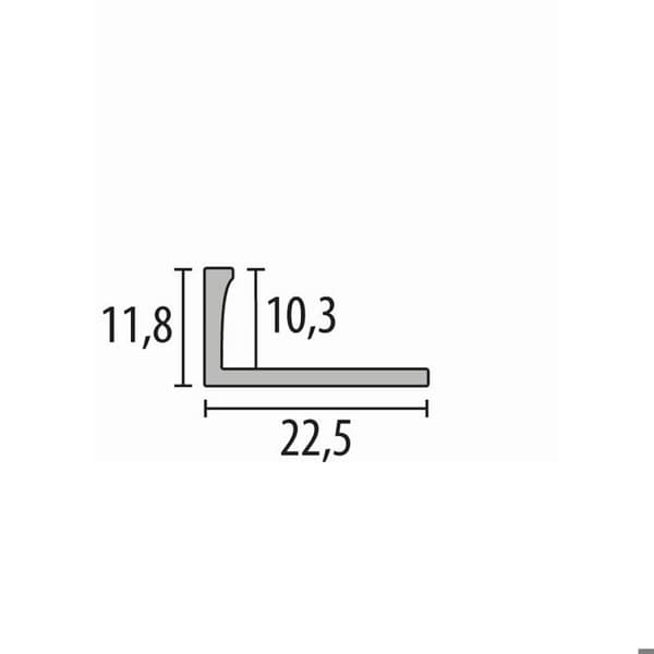 Profilé Dubbel K 11,8 x 22,5 mm H av gränsing 10,3 mm profil av kakel i perforerat rostfritt stål Küberit
