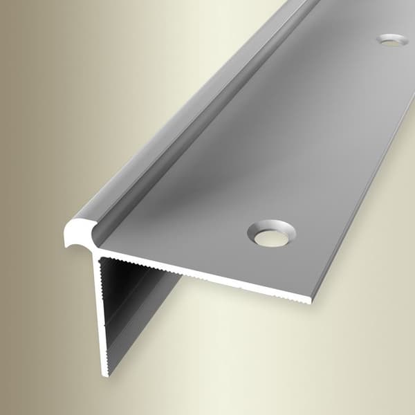 Profil av näsprofil 32 x 42 mm Vinkelformad aluminium Slät Infälld Genomborrad Küberit Silver L 1000 mm