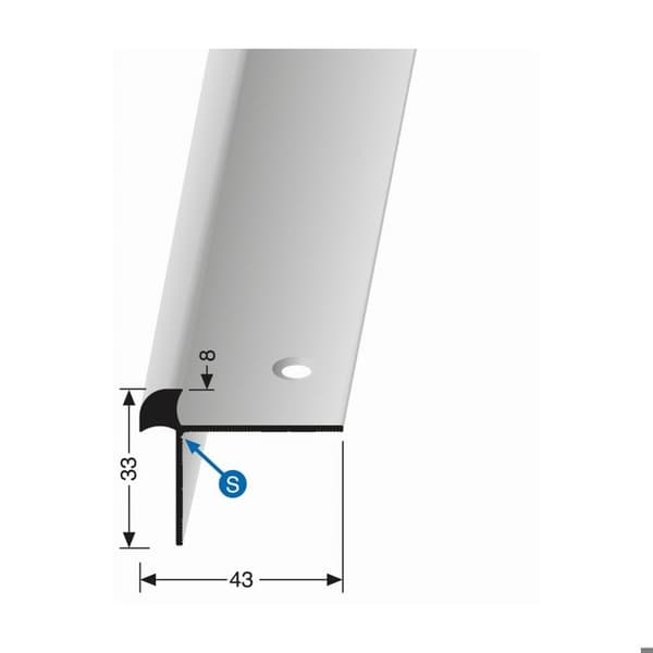 Nez de marche 33 x 43 x 2500 mm Aluminiumprofil Slät Inbyggd Genomborrad Küberit sand