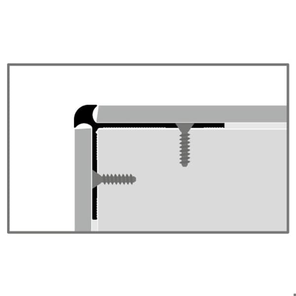 Nez på gång 32 x 42 x 2500 mm Aluminiumhörn Slät Infälld Borrad Küberit rostfritt stål